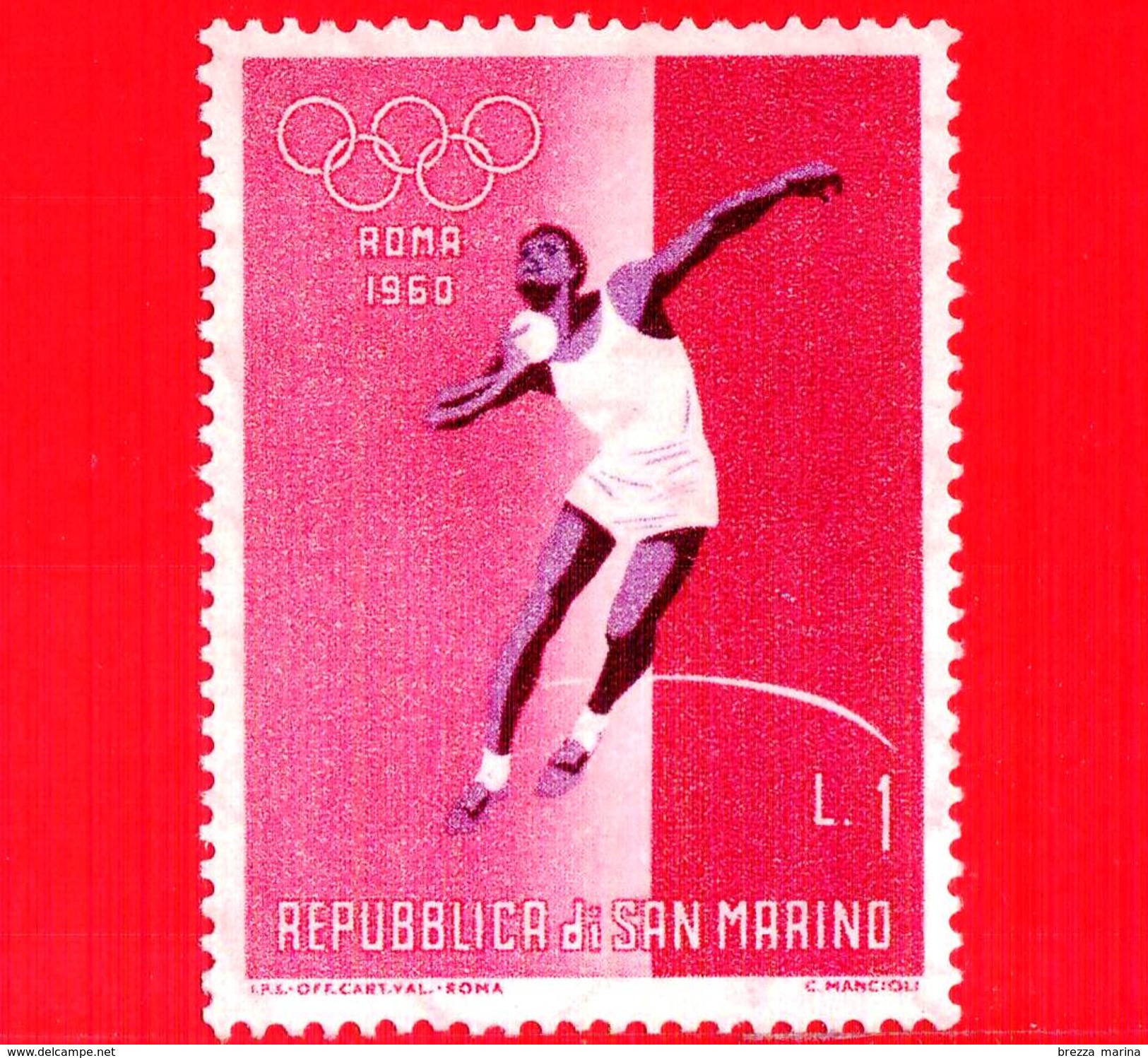 Nuovo - MNH - SAN MARINO - 1960 - Olimpiadi Di Roma - 1 L. &bull; Lancio Del Peso - Unused Stamps