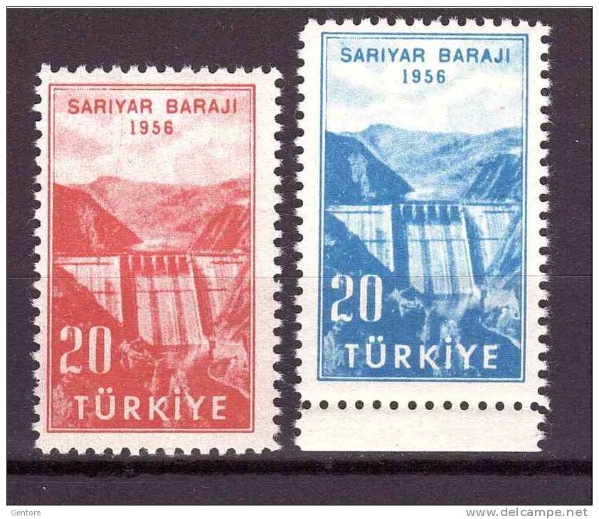 TURKEY 1956 Sariyar Dam  Unificato Cat. N° 1295/96  Absolutely MNH ** - Unused Stamps