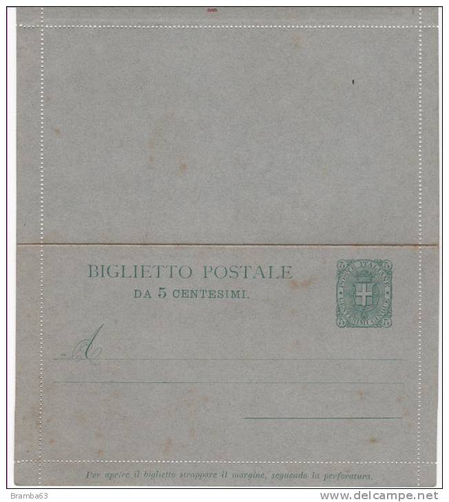 1889 C.5 Verde BIGLIETTO POSTALE Nuovo - STEMMA - Stamped Stationery