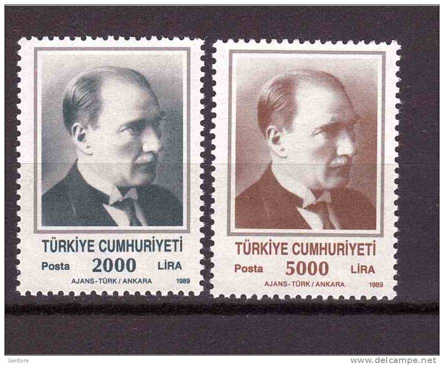TURKEY 1989 Kemal Ataturk Unificato Cat. N° 2618/19  Mint No Gum - Ungebraucht