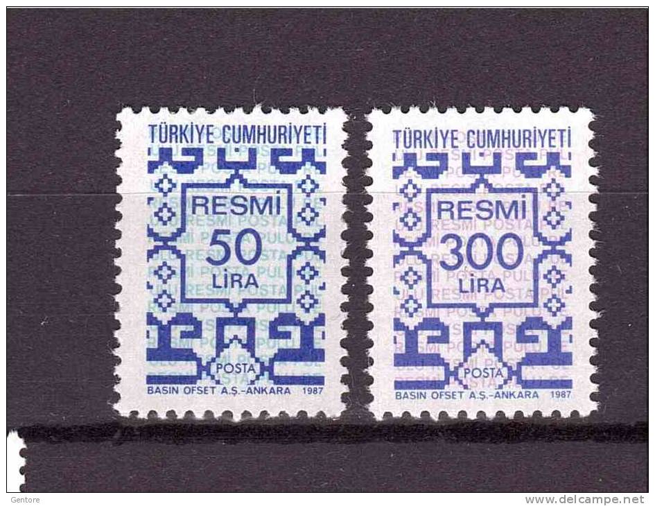 TURKEY 1987 Service Stamp Unificato Cat. N° Serv. 180/81  Mint No Gum - Unused Stamps