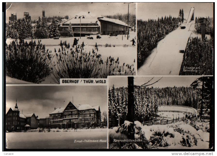 AK Oberhof: Thälmann-Haus, Rennschlittenbahn, Schanze Am Rennsteig, 1972 - Oberhof