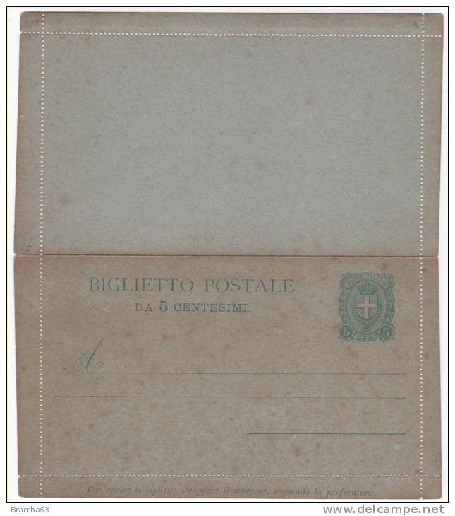 1897 C.5 Verde BIGLIETTO POSTALE - STEMMA - Nuovo - Interi Postali