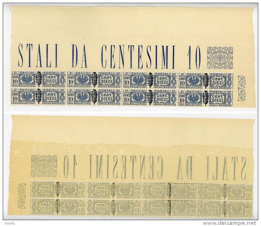 LUOGOTENENZA 1945 10 CENT PACCHI FASCI CENCELLATI BLOCCO 8 VALORI ADF MNH/** - Neufs