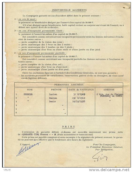 Assurance Voiture (1967), L´Urbaine De La Seine, AM Citroen, Transit-Espagne, Gérard Sorin, Fontenay-le-Comte... - Bank & Insurance