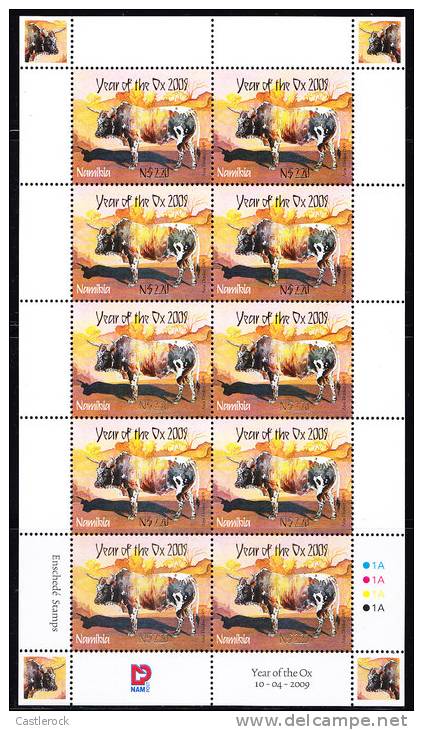 T)2009,NAMIBIA,SHEET OF 10, YEAR OF THE OX,MNH.- - Namibia (1990- ...)