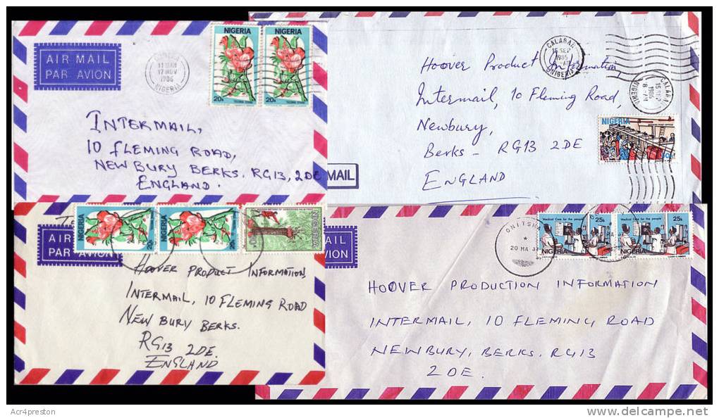 Cov306 Nigeria 1980s, 4 Covers To UK - Other & Unclassified