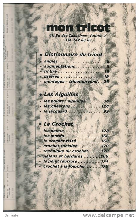 MON TRICOT OUVRAGE " DICTIONNAIRE Du TRICOT" N°006.  La Bible Des Tricoteuses. (tres RARE) - Fashion