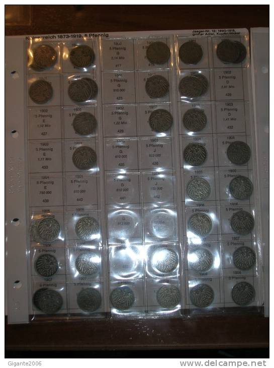 5 Pfennig. Empire. Collection Of 88 Differents Coins 1890/1915 (date Of Coins In Photography) - Collections