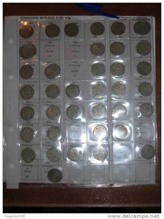 5 Pfennig. Empire. Collection Of 88 Differents Coins 1890/1915 (date Of Coins In Photography) - Sammlungen