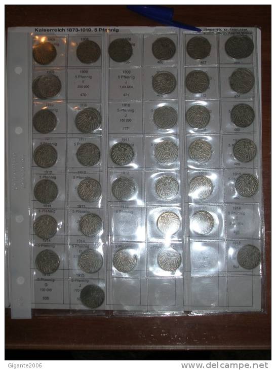 5 Pfennig. Empire. Collection Of 88 Differents Coins 1890/1915 (date Of Coins In Photography) - Collections