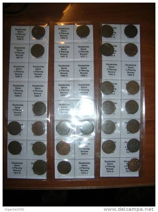 2 Pfennig. Empire. Collection Of 39 Differents Coins 1904/1916 (date Of Coins In Photography) - Collections