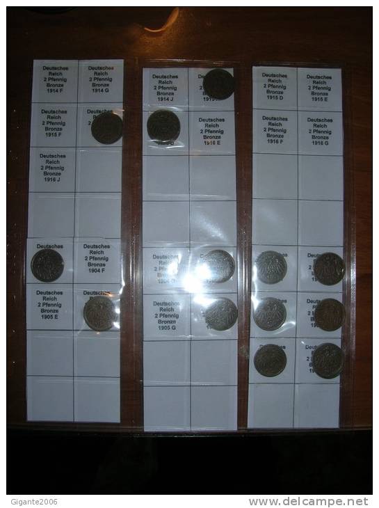 2 Pfennig. Empire. Collection Of 39 Differents Coins 1904/1916 (date Of Coins In Photography) - Collections