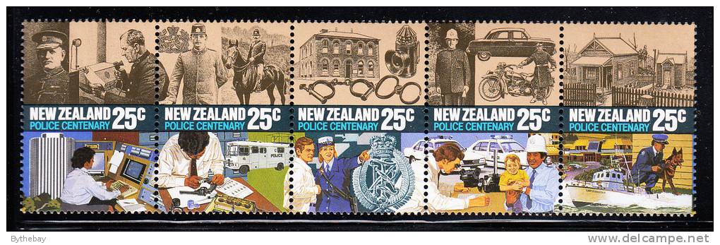 New Zealand Scott #843 MNH Strip Of 5: Centenary Of Police Force Act - Polizei - Gendarmerie