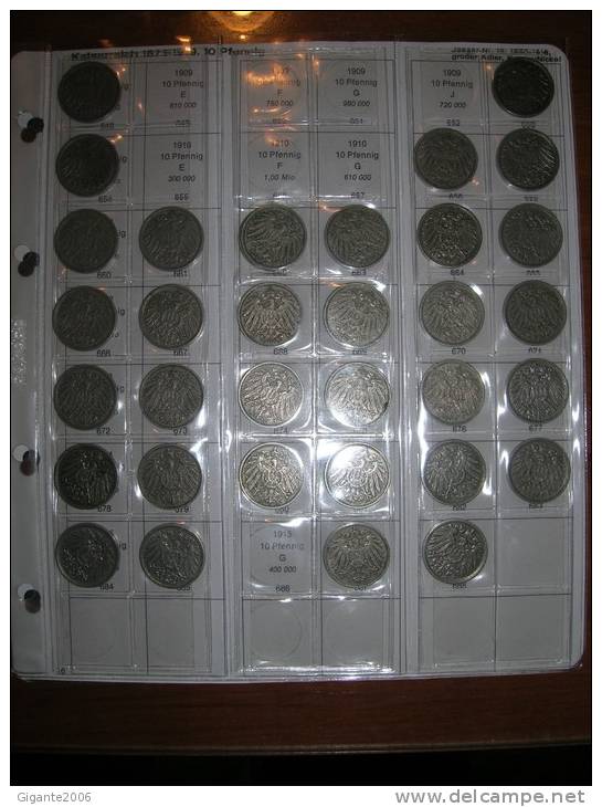 10 Pfennig. Empire. Collection Of 97 Differents Coins 1890/1916 (date Of Coins In The Photography) - Sammlungen