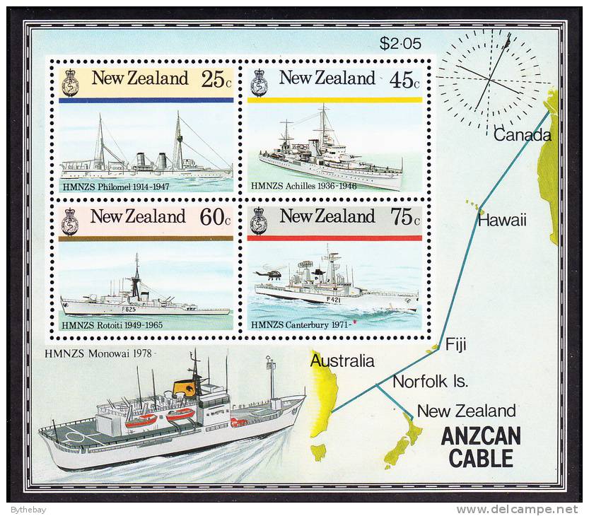 New Zealand Scott #842a MNH Souvenir Sheet Of 4: Navy Ships - Philomel, Achilles, Rotoiti, Canterbury - Neufs