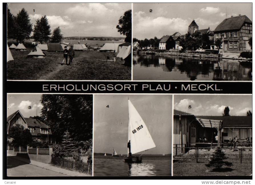 AK Plau: Zeltplatz Zuruf,Jugendherberge W. Husemann,Campinglager H. Fischer,1977 - Plau