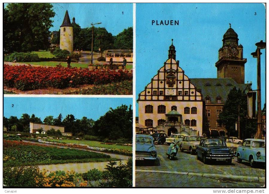 AK Plauen: Nonnenturm Am Grothewohl-Platz, Parktheater Im Stadtpark,Rathaus 1975 - Plauen