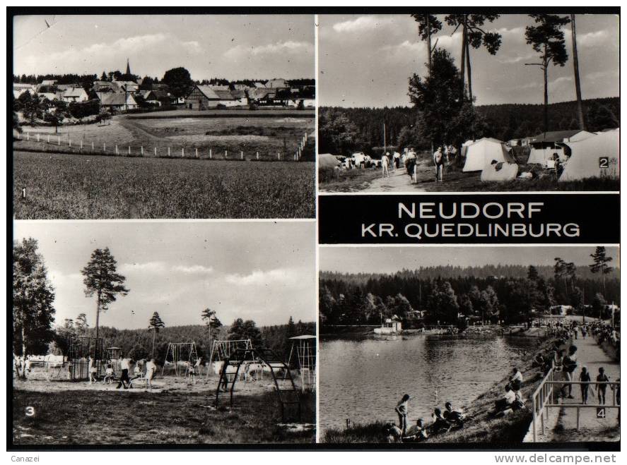 AK Neudorf/Quedlinburg: Campingplatz Birnbaumteich, Spielplatz, Echt Foto 1980 - Quedlinburg