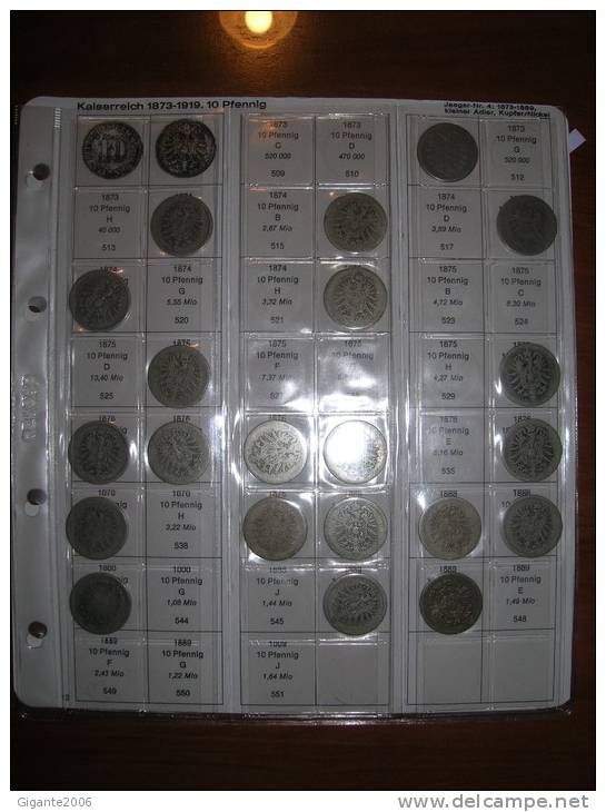 10 Pfennig. Empire. Collection Of 21 Differents Coins 1873/1889 (date Of Coins In The Photografy) - Sammlungen