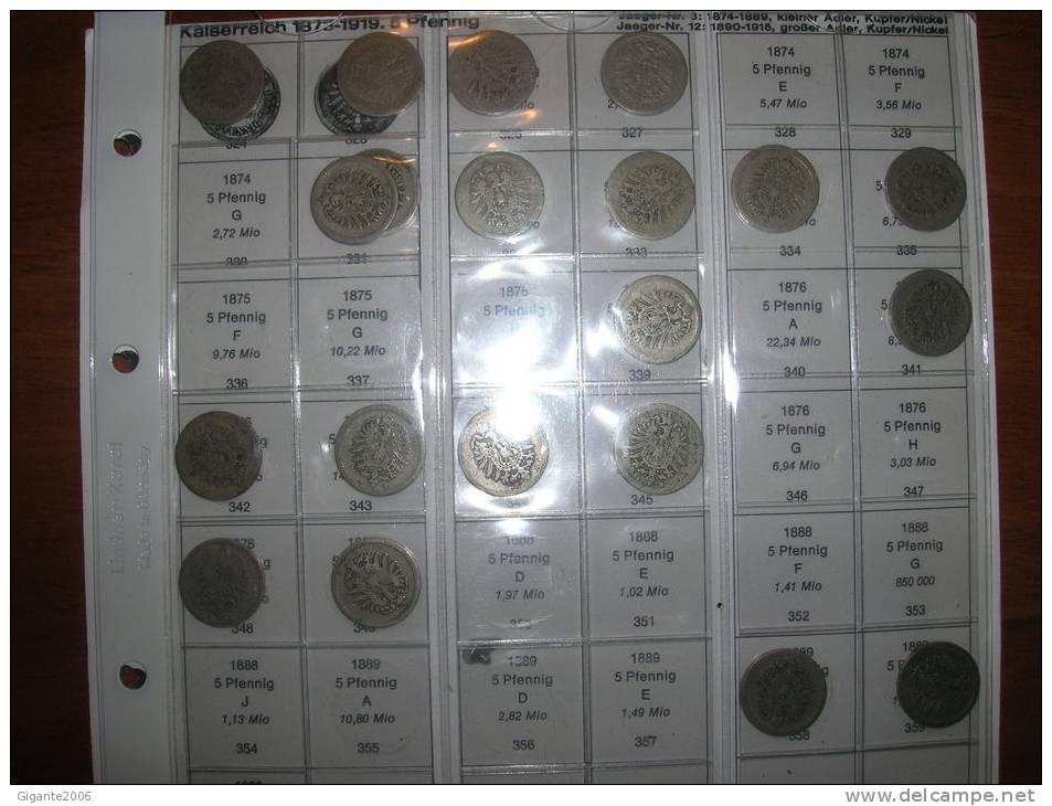 5 Pfennig . Empire. Collection Of 19 Differents Coins 1873/1889 (date Of Coins In The Photography) - Verzamelingen