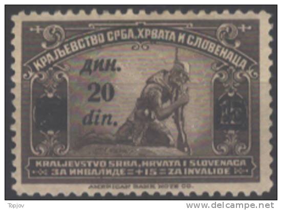 YUGOSLAVIA - JUGOSLAVIJA   - FOR DISABLED - SOLDAT - 20 Din - II Type Ovpt  - *MLH - 1922 - Unused Stamps