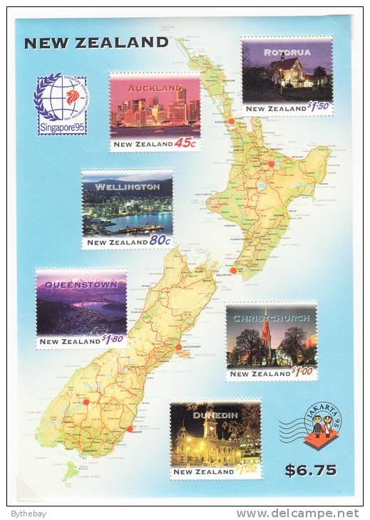 New Zealand Scott #1254a MNH Souvenir Sheet Of 6: New Zealand At Night - Singapore´95, Jakarta 95 - Ongebruikt