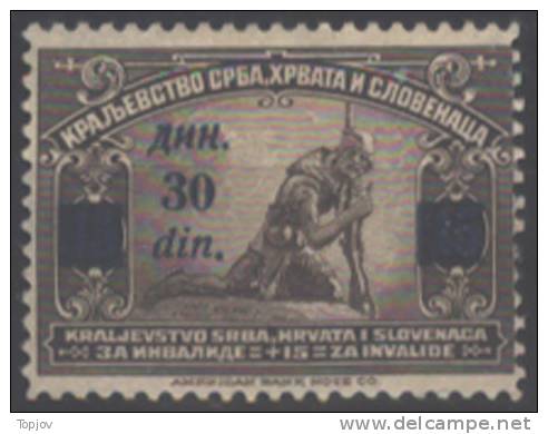 YUGOSLAVIA - JUGOSLAVIJA   - FOR DISABLED - SOLDAT - 30 Din - II Type Ovpt  - *MLH - 1922 - Nuevos