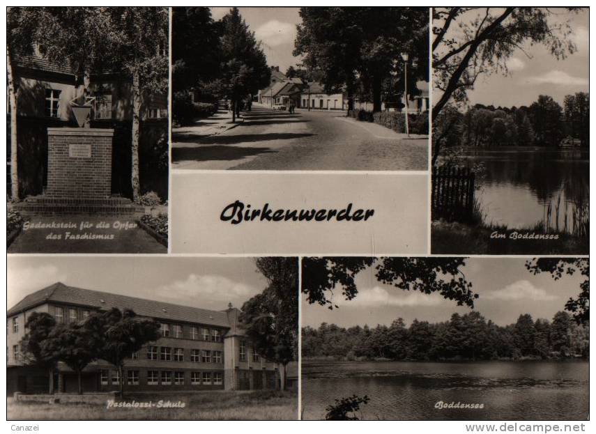 AK Birkenwerder, Pestalozzi-Schule, Gedenkstein, 1975 - Birkenwerder