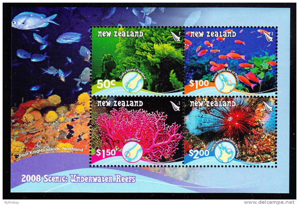 New Zealand Scott #2165a MNH Souvenir Sheet Of 4 Underwater Reefs - Ungebraucht