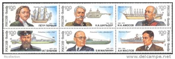 Russia 1993 - 300 Years Of Russian Navy Fleet Transport Ship Ships Shipbuilders People MNH SG 6434-39 Michel 334-339 - Collezioni