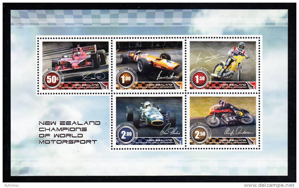 New Zealand Scott #2235a MNH Souvenir Sheet Of 5 Motor Sports Champions - Nuevos