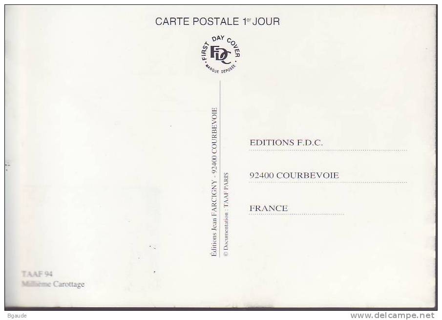 FRANCE   TAAF CARTE MAXIMUM NUM.YVERT  187  CAROTTAGE  PAR LE MARION DUFRESNE - Covers & Documents