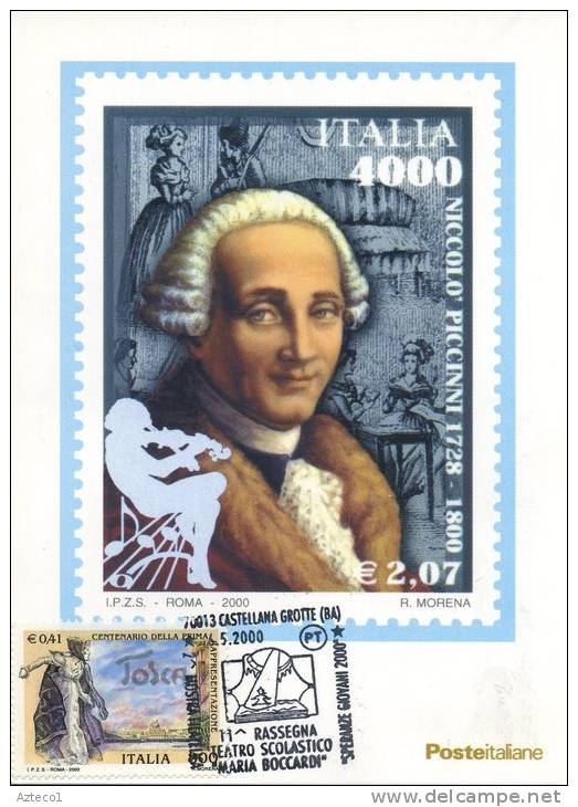 ITALIA - FDC MAXIMUM CARD 2000 - LA TOSCA - ANNULLO SPECIALE CASTELLANA GROTTE - Maximumkaarten