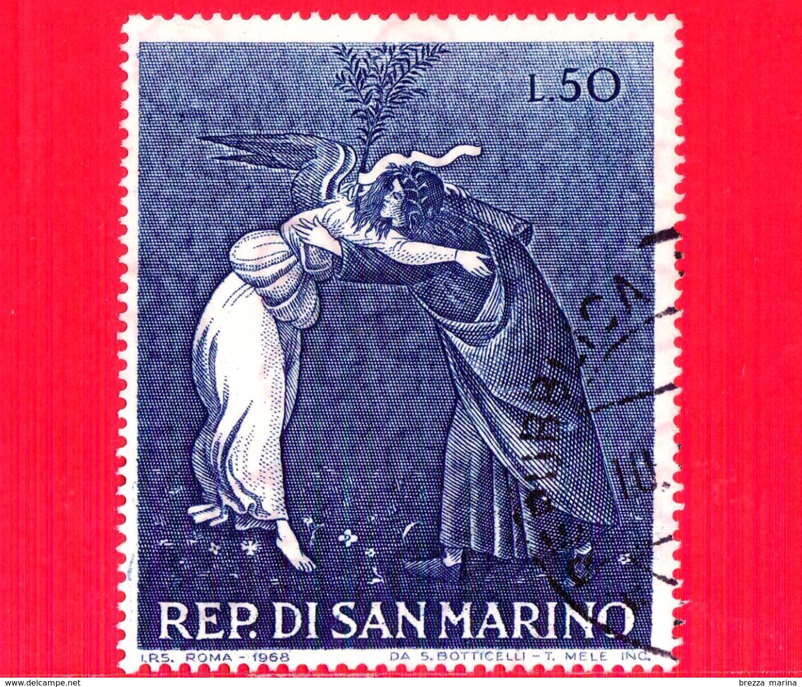 SAN MARINO - 1968 - Usato - Natale - 50 L. &bull; Natività Mistica, Opera Di Botticelli - Gebraucht