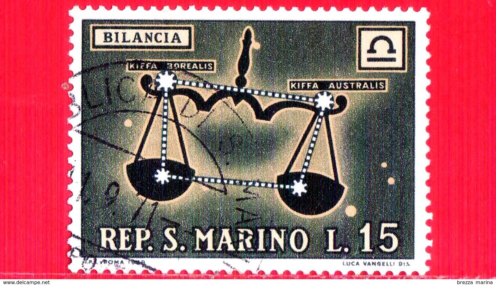 SAN MARINO - Usato - 1970 - Segni Zodiacali - 15 L. &bull; Bilancia - Usados