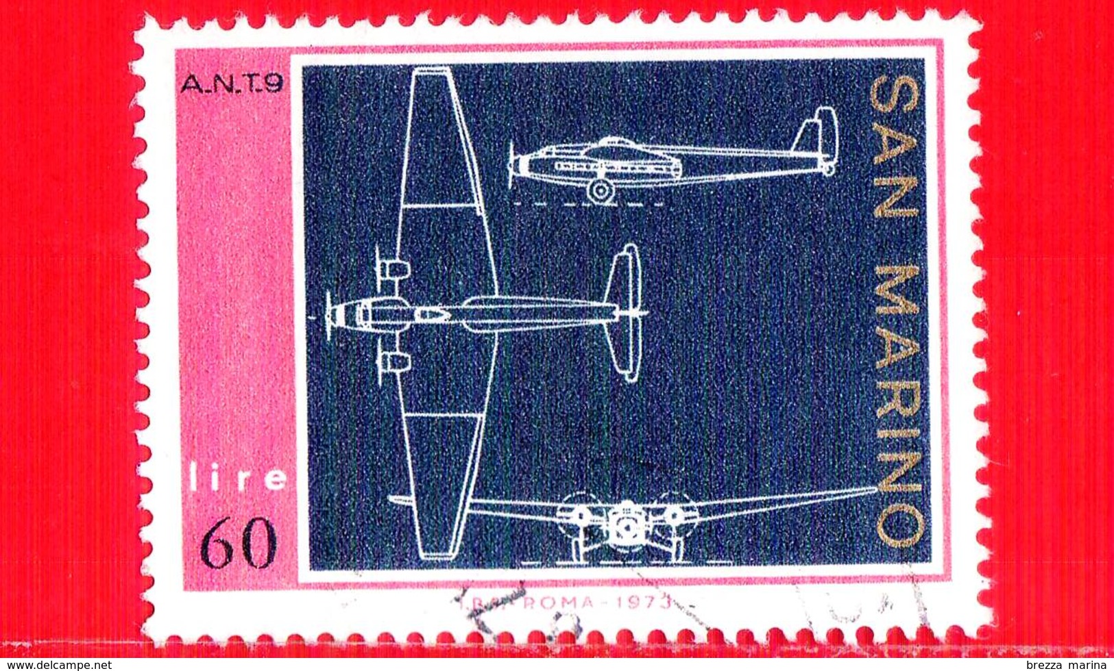SAN MARINO - Usato - 1973 - Aerei -  Aeroplani - 60 L. &bull; Tupolev - Used Stamps