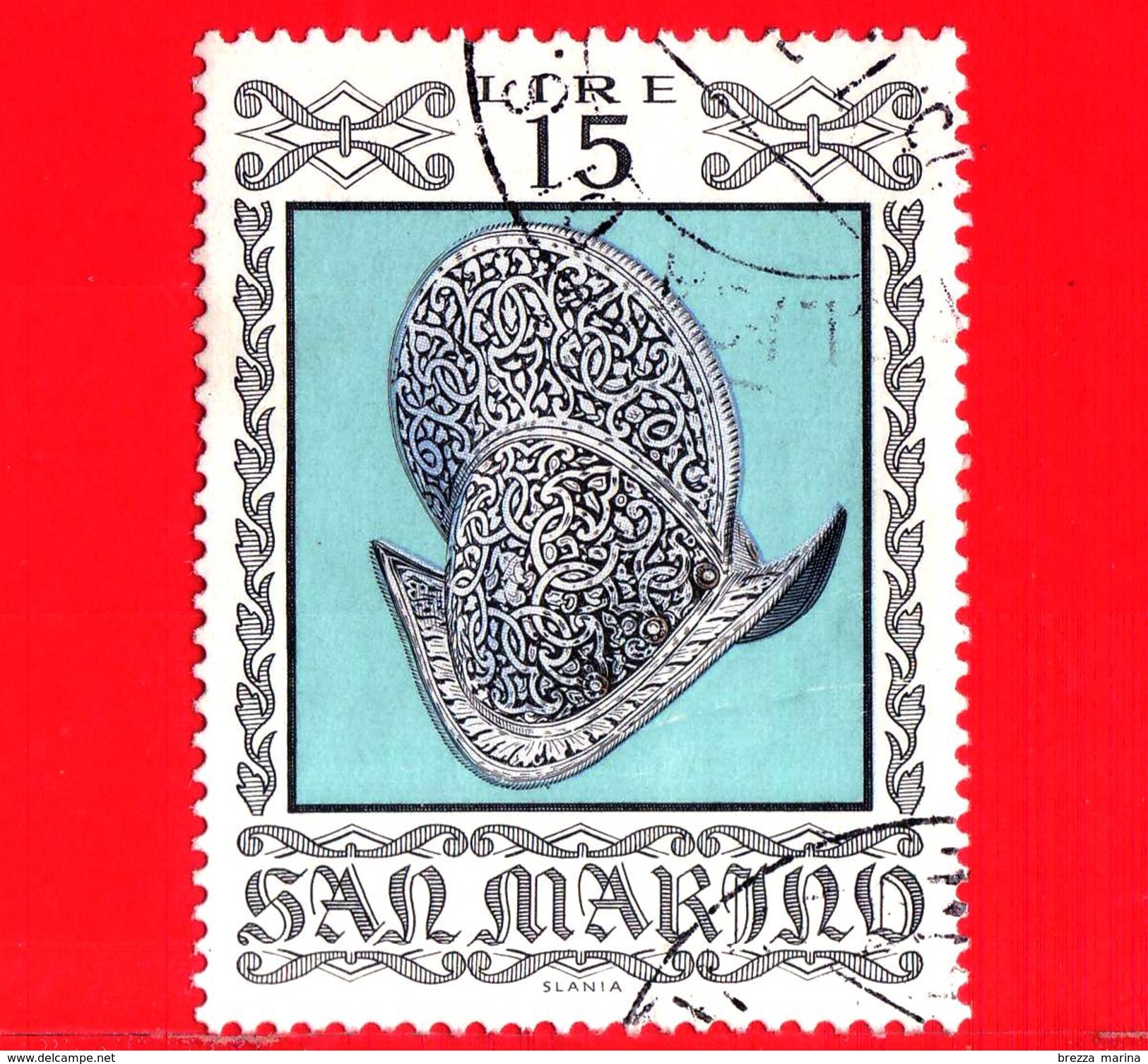 SAN MARINO - Usato - 1974 - Armature E Armi Antiche - 15 L. &bull; Morione A Cresta Alta - Used Stamps