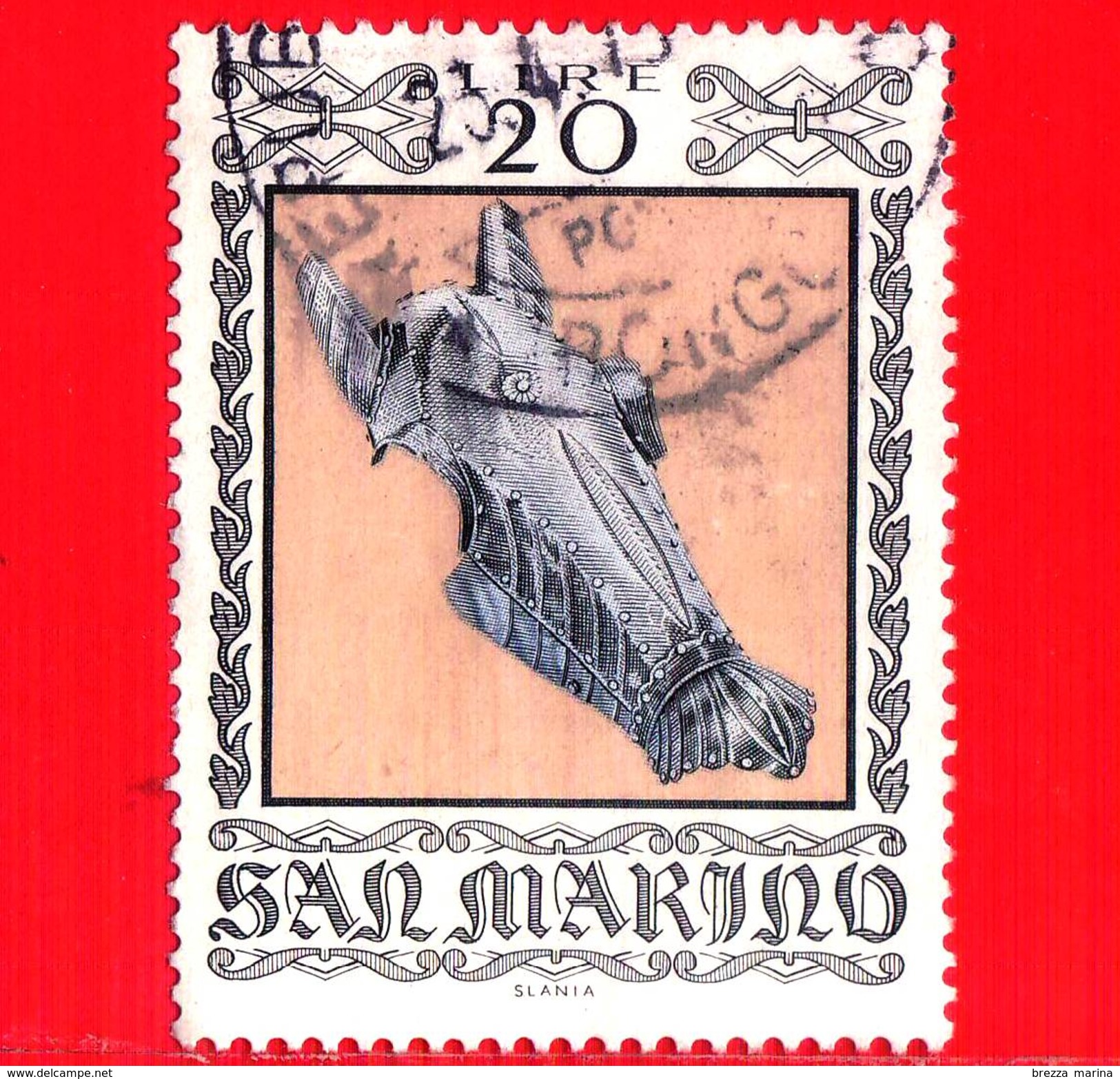 SAN MARINO - Usato - 1974 - Armature E Armi Antiche - 20 L. &bull; Testiera Da Cavallo - Usados