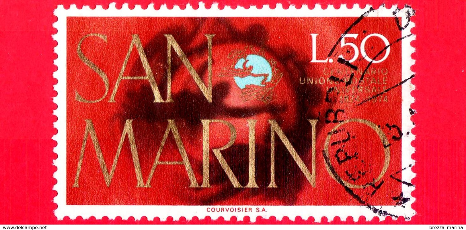 SAN MARINO - Usato - 1974 - Centenario Dell´UPU - 50 L. &bull; Simbolo Dell´UPU Sfumato - Used Stamps