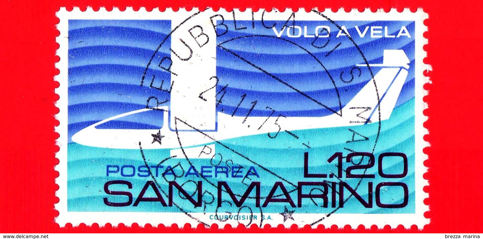 SAN MARINO - Usato - 1974 - 50º Anniversario Del Volo A Vela In Italia - POSTA AEREA -  120 L. &bull; Aliante - Luftpost