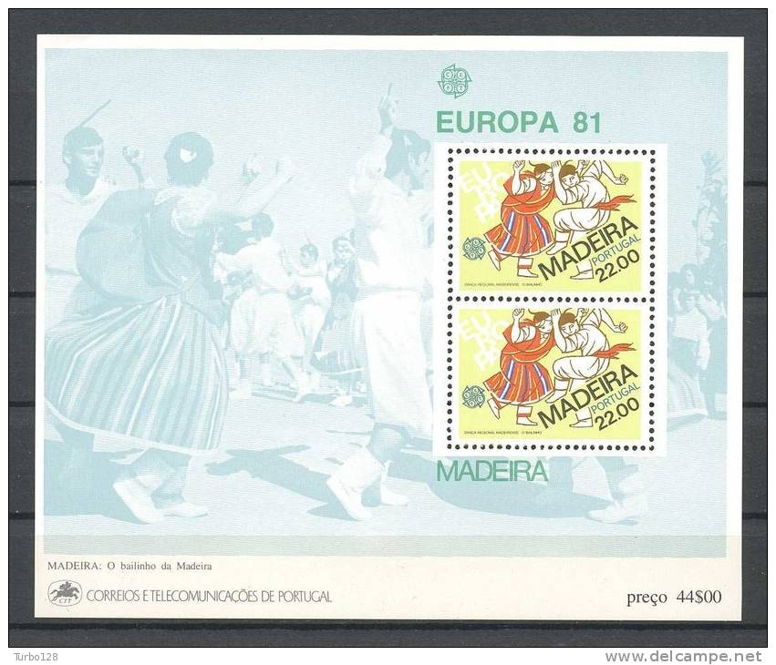 MADERE 1981 Bloc  N° 2  ** Neuf Ier Choix . SUP. Cote: 4 &euro;  (EUROPA. Folklore. Danse, Dance) - Madeira