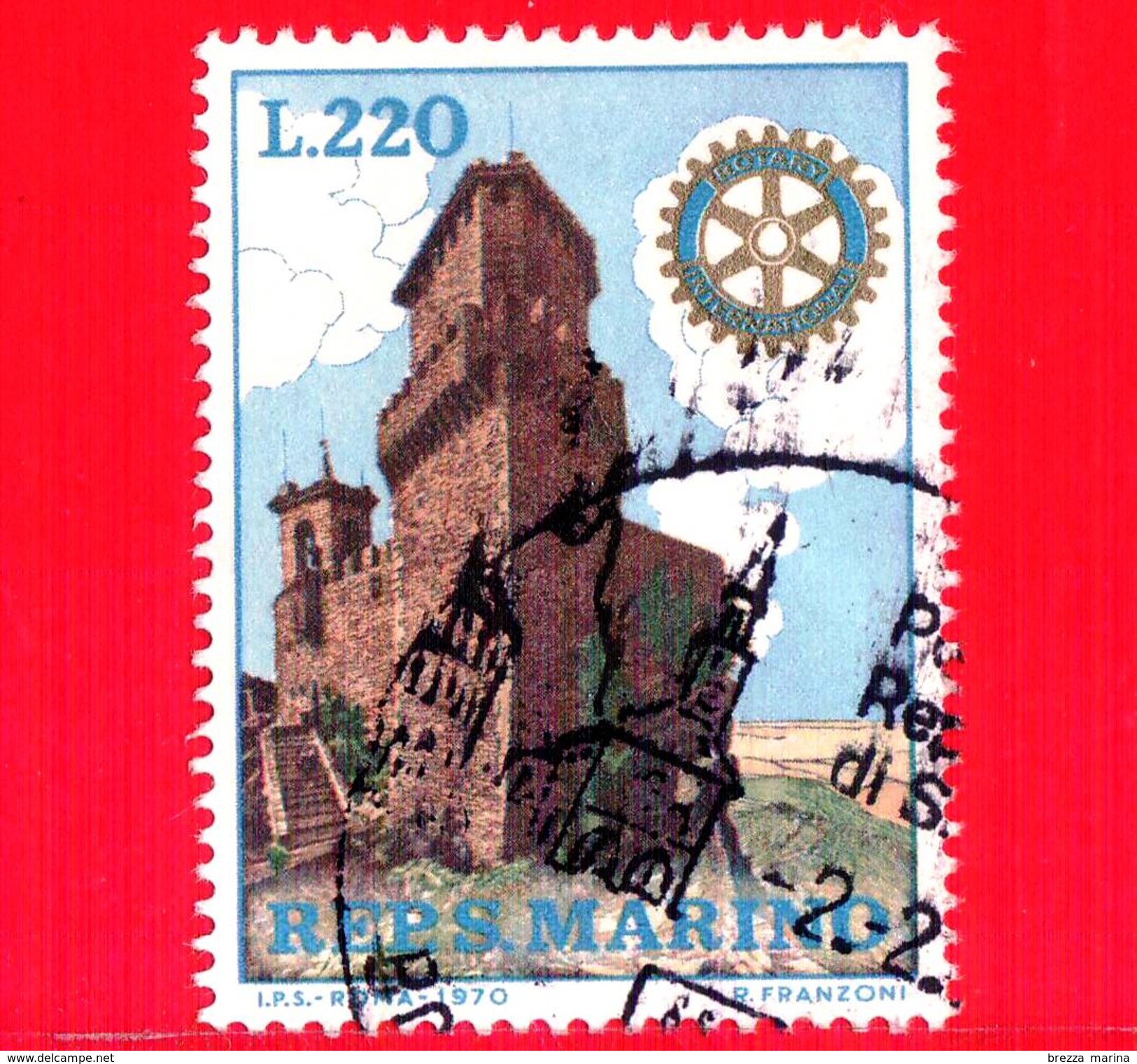SAN MARINO - Usato - 1970 - Rotary International - 220 L. &bull; La Rocca - Used Stamps