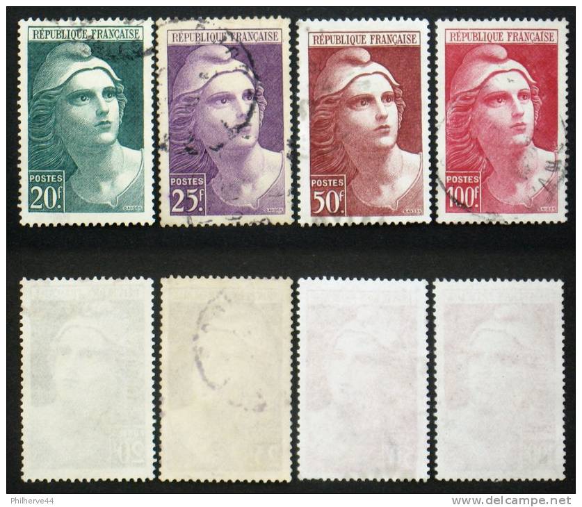 N° 730 à 733 MARIANNE GANDON GRAND FORMAT TB Oblit époque Cote 12,5€ - 1945-54 Marianne De Gandon