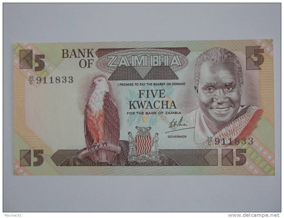 5 Kwacha - ZAMBIE -  Billet Neuf - Zambia