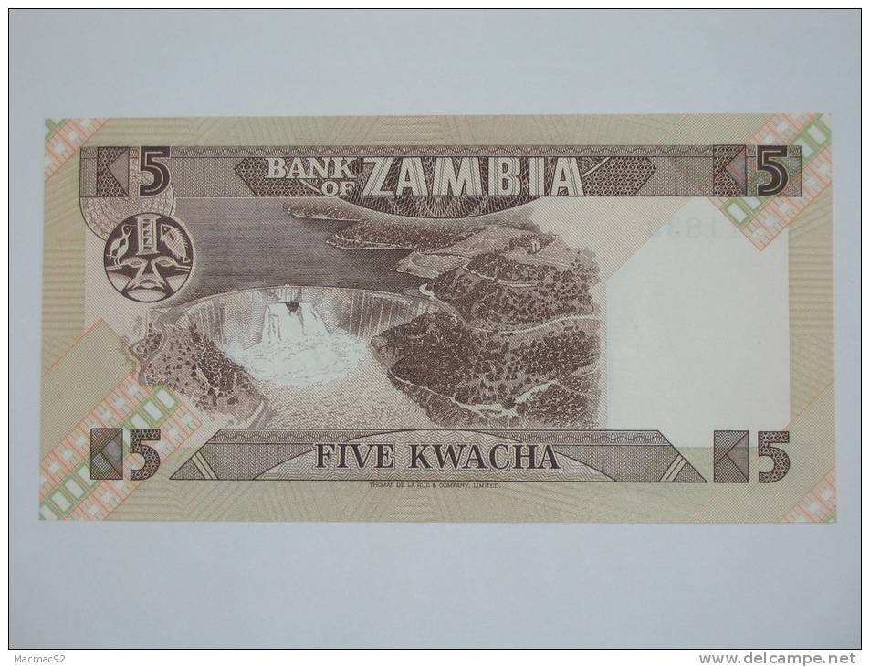 5 Kwacha - ZAMBIE -  Billet Neuf - Zambia