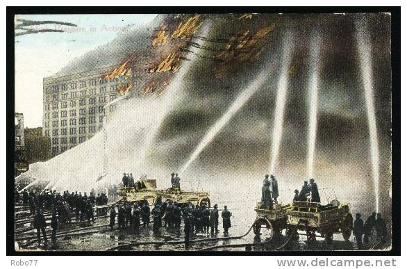 1913 USA Postcard. Firemen, Firefighters, Fire, Blaze. Hudson Term Dec. 24.1913.  (T43006) - Sapeurs-Pompiers