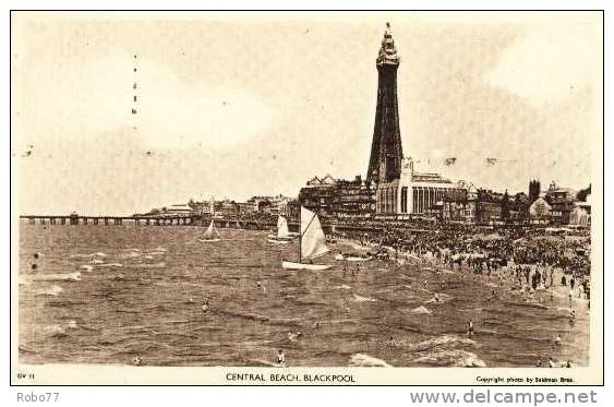 Postcard. England, Great Britain, United Kingdom. 1947 Central Beach, Blackpool. (T05035) - Blackpool