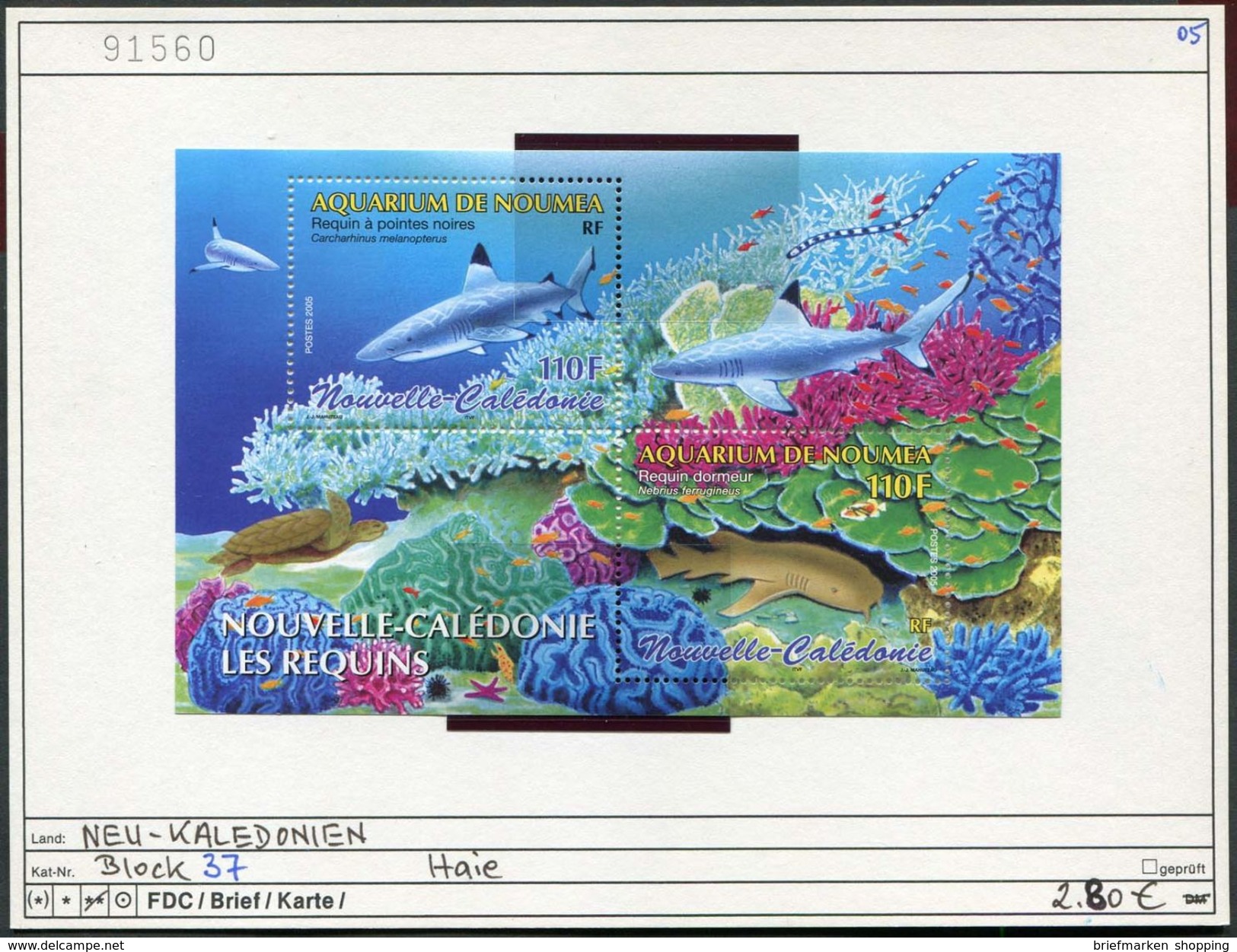 Neukaledonien - Nouvelle-Calédonie - Michel Block 37 -  ** Mnh Neuf - Aquarium In Nouméa - Blocks & Sheetlets
