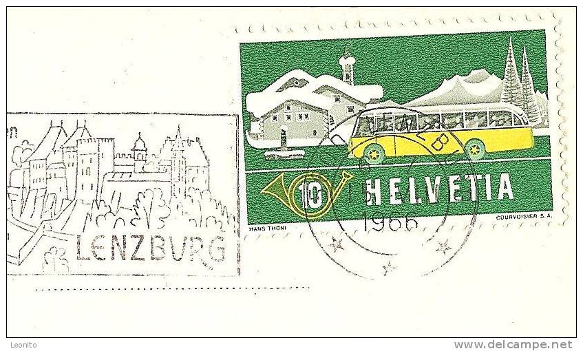 AUF SCHLOSS LENZBURG Postauto Briefmarke 1966 - Lenzburg